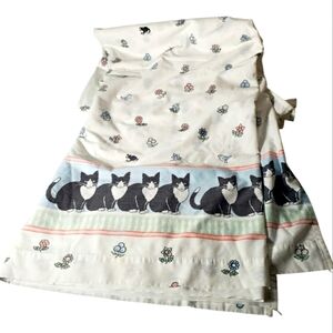 Vintage Cat's Cradle Bibb Full Sheet Feline Tuxedo Kitty Domestic Animal Feline